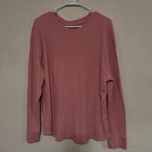 🔥5 for $25🔥 Time & Tru Plus Size Pink Waffle Knit Thermal Long Sleeve Top